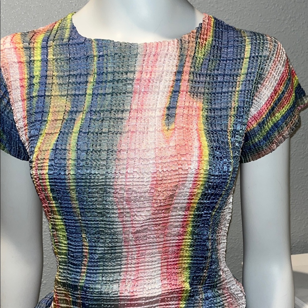 Multicolor Textured Women's Top Vintage one-size-fits-all Valentina stretch